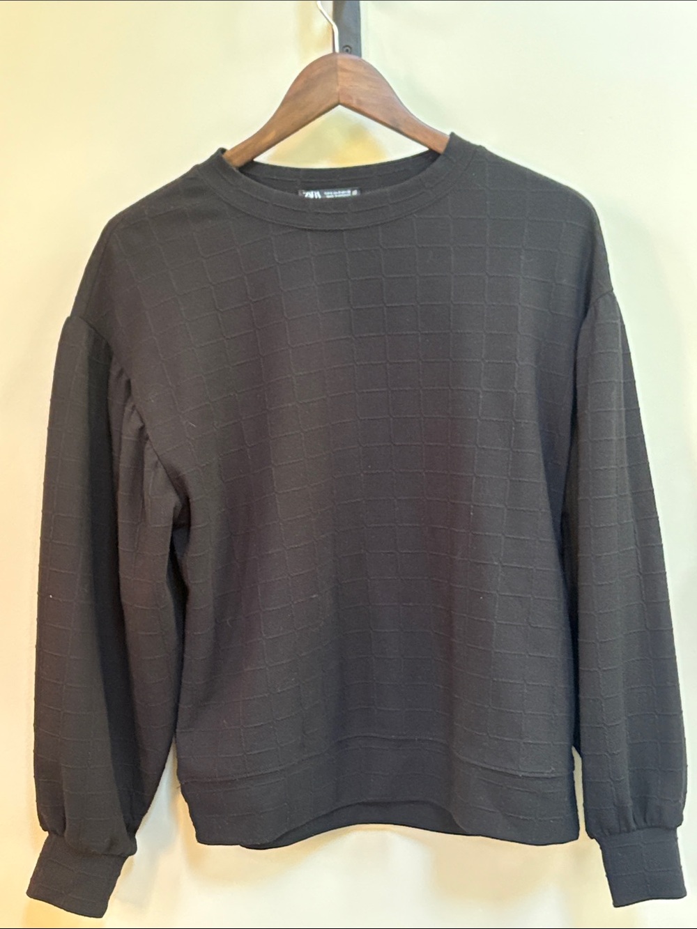 Zara Black Textured Crewneck Sweater - Women's